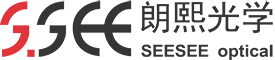 Seesee Optical wordmark, two oversized red S strokes